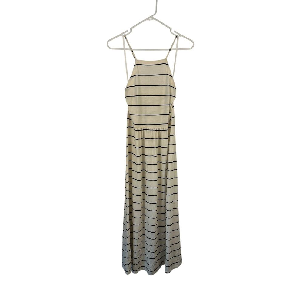 Lou & Grey striped midi dress thin spaghetti straps white and black Medium